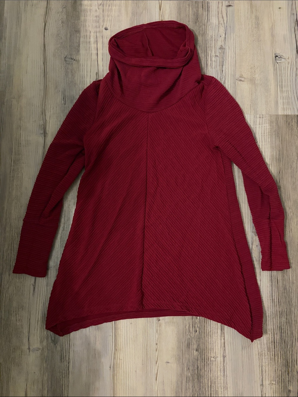 Women's Burgundy Cowl Neck Long Sleeve Sweater Tunic